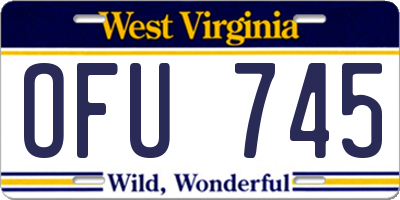 WV license plate OFU745