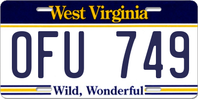 WV license plate OFU749