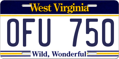 WV license plate OFU750