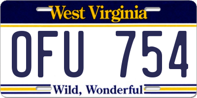 WV license plate OFU754
