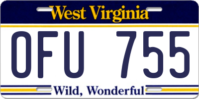 WV license plate OFU755
