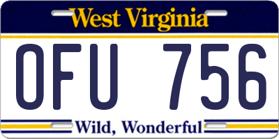 WV license plate OFU756