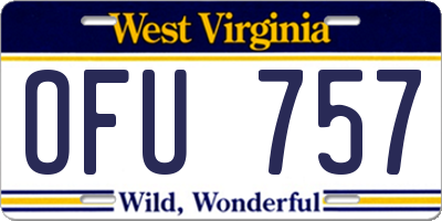 WV license plate OFU757