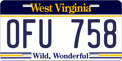 WV license plate OFU758