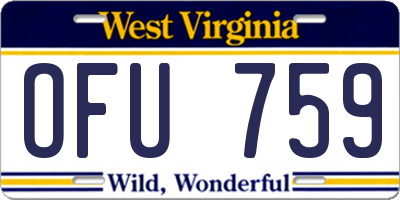 WV license plate OFU759