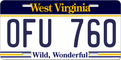 WV license plate OFU760