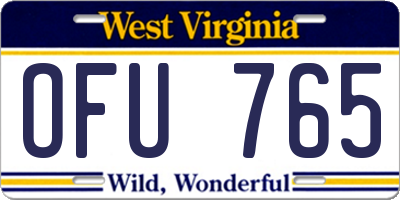 WV license plate OFU765