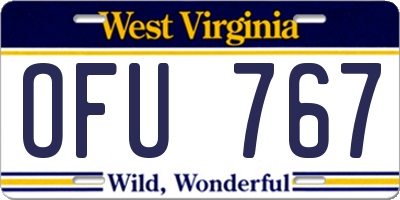 WV license plate OFU767