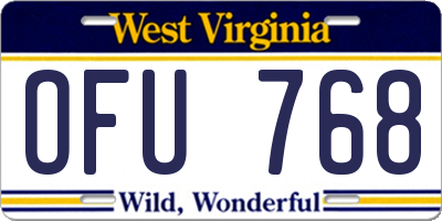 WV license plate OFU768
