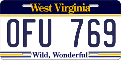 WV license plate OFU769