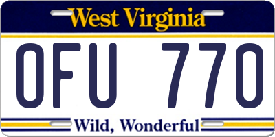 WV license plate OFU770