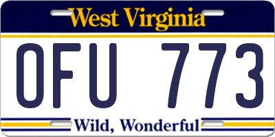 WV license plate OFU773