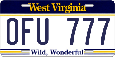WV license plate OFU777