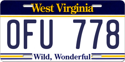 WV license plate OFU778