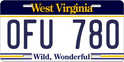 WV license plate OFU780