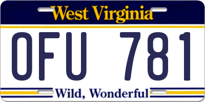 WV license plate OFU781