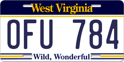 WV license plate OFU784