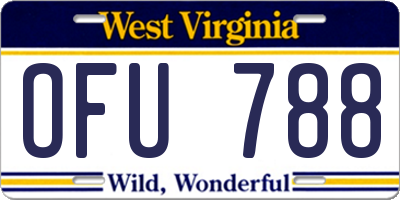 WV license plate OFU788