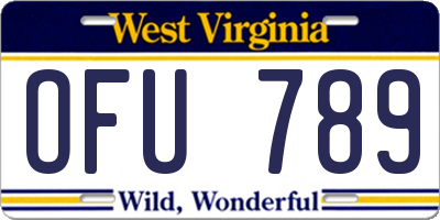 WV license plate OFU789