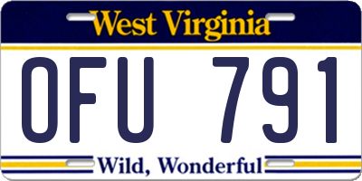 WV license plate OFU791
