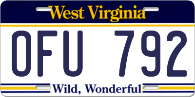 WV license plate OFU792