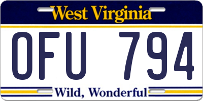 WV license plate OFU794