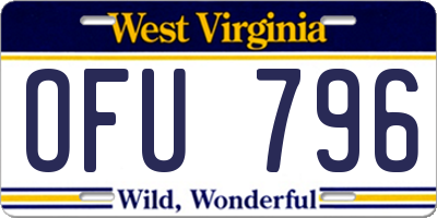 WV license plate OFU796