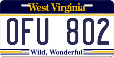 WV license plate OFU802
