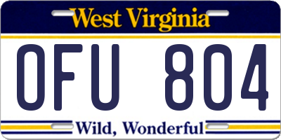 WV license plate OFU804
