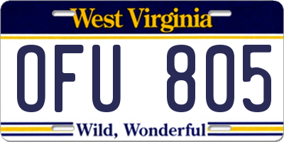 WV license plate OFU805