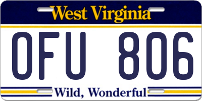 WV license plate OFU806
