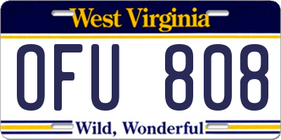 WV license plate OFU808