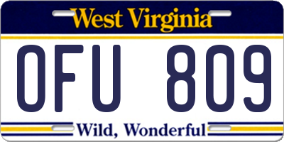 WV license plate OFU809