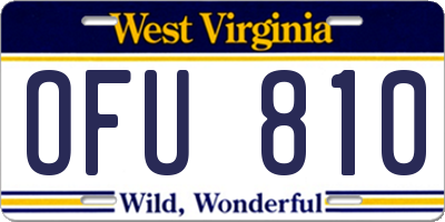 WV license plate OFU810