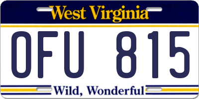WV license plate OFU815
