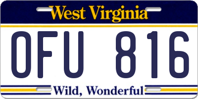 WV license plate OFU816