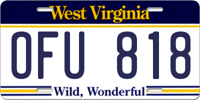 WV license plate OFU818