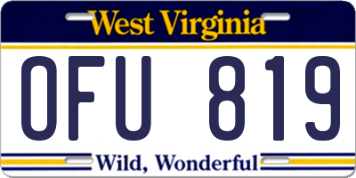 WV license plate OFU819