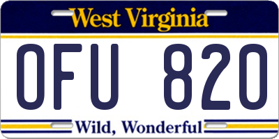 WV license plate OFU820