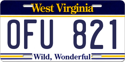 WV license plate OFU821