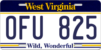 WV license plate OFU825