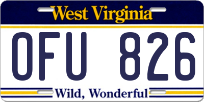 WV license plate OFU826