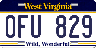 WV license plate OFU829