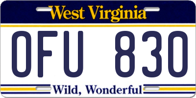 WV license plate OFU830