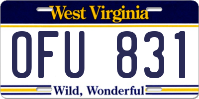WV license plate OFU831