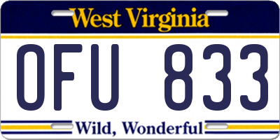 WV license plate OFU833
