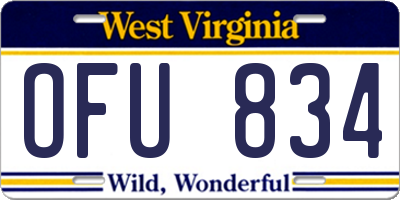 WV license plate OFU834