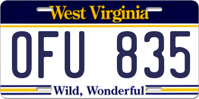 WV license plate OFU835