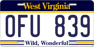 WV license plate OFU839