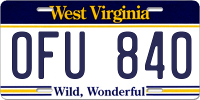 WV license plate OFU840